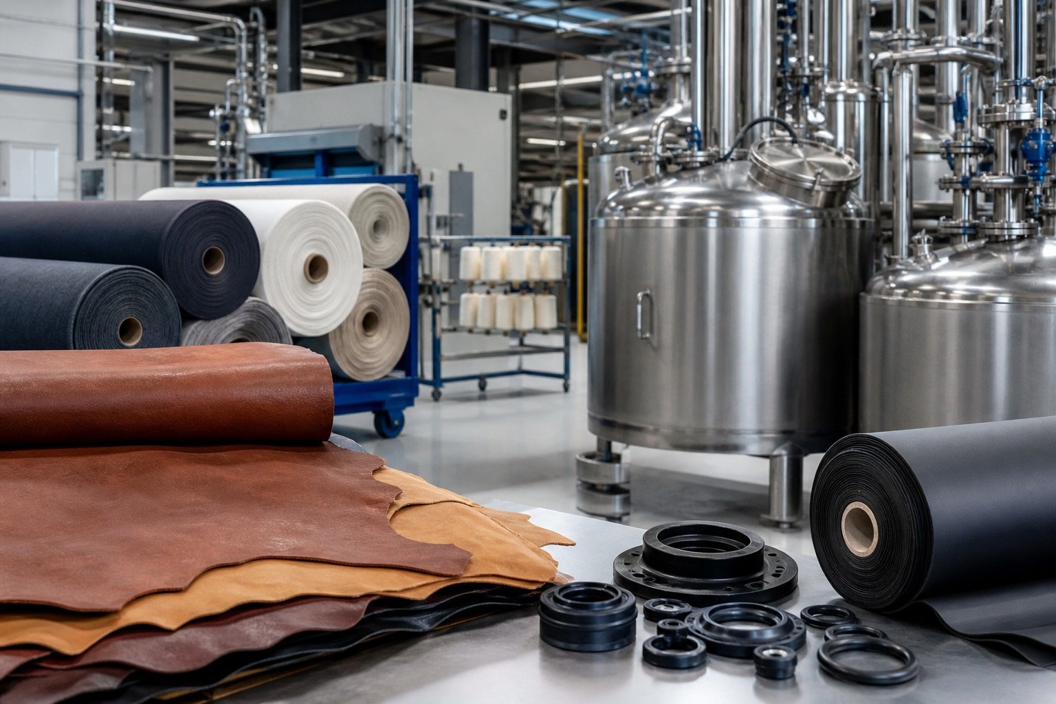 Leather textile and rubber manufacturing applications for formic acid