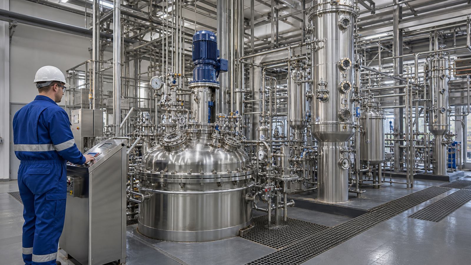 Stainless esterification reactor and distillation equipment for acetate ester manufacturing