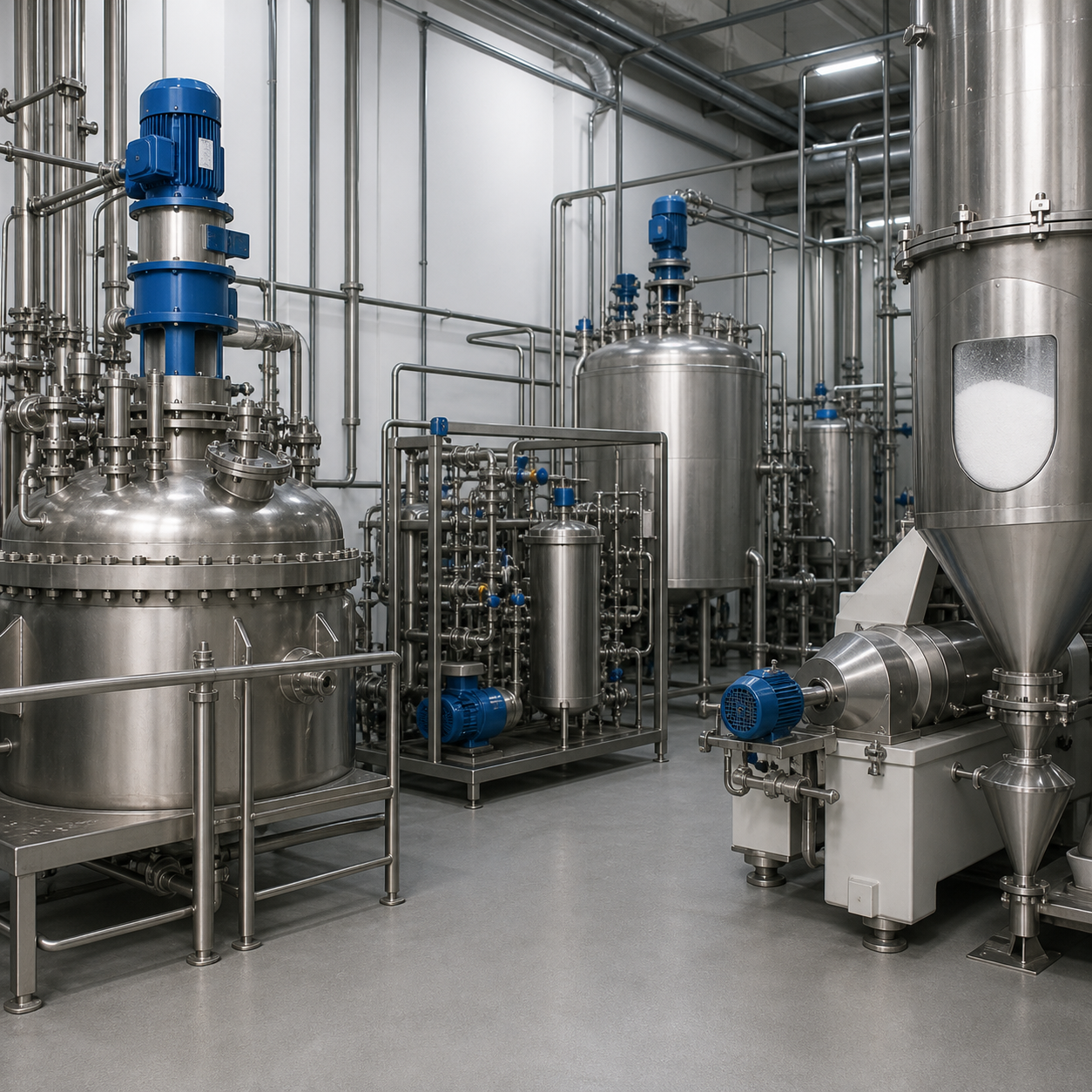 Closed neutralization reactor and crystallization line producing industrial acetate salts from glacial acetic acid