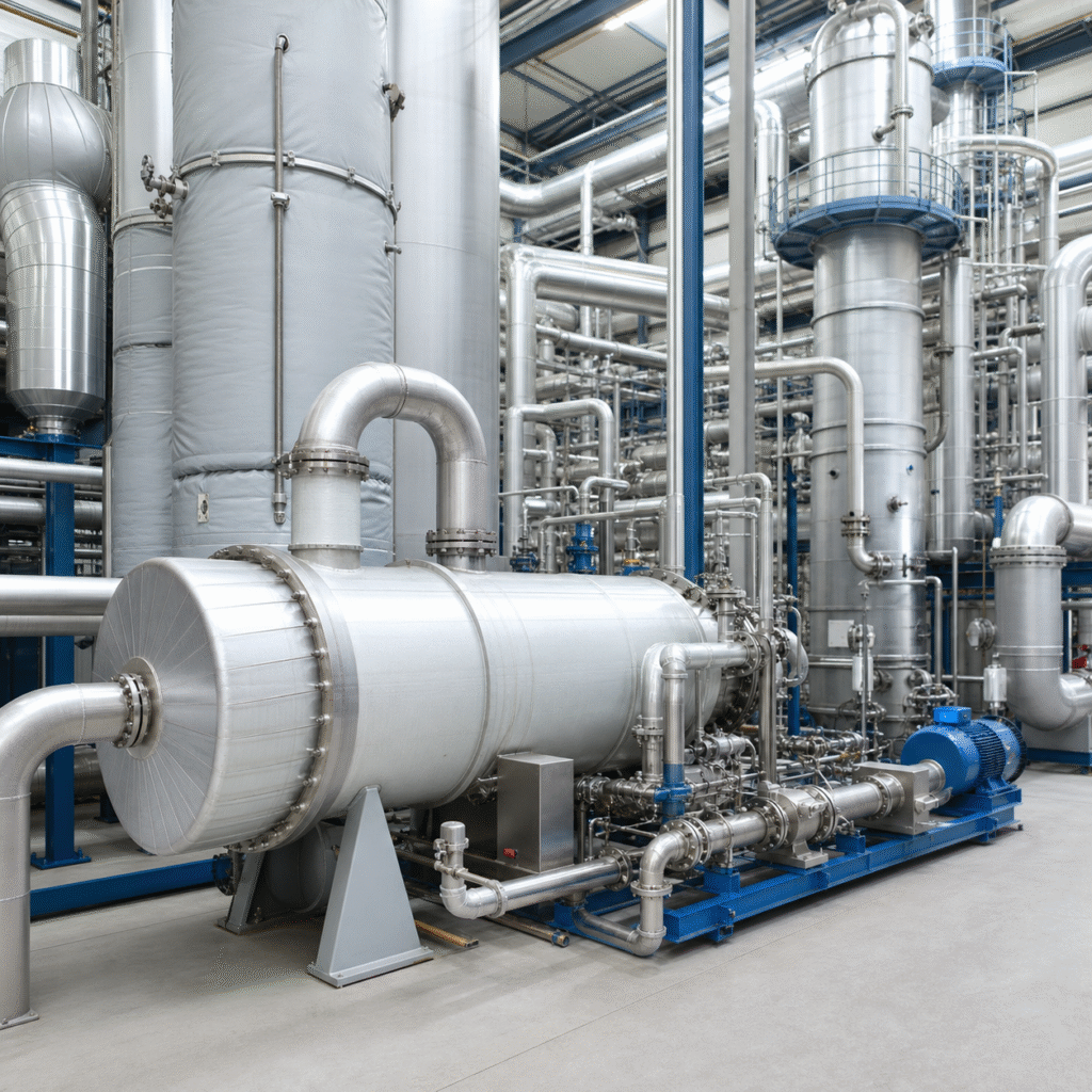 Closed glacial acetic acid vaporization and recovery equipment in an acetic anhydride plant
