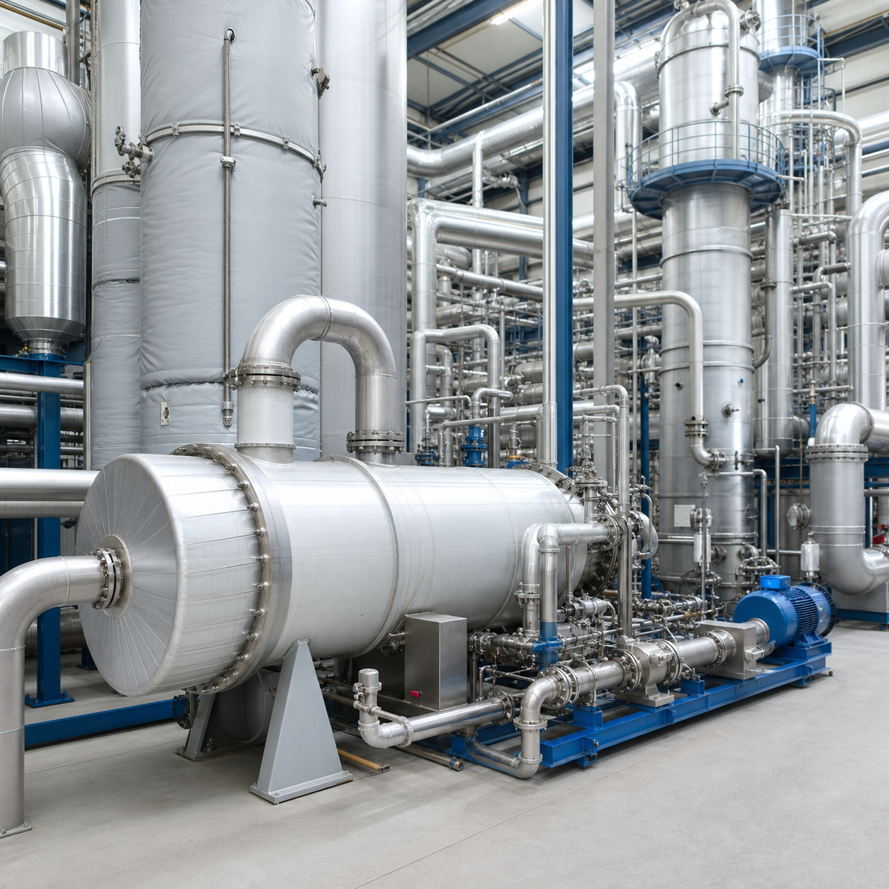 Closed glacial acetic acid vaporization and recovery equipment in an acetic anhydride plant