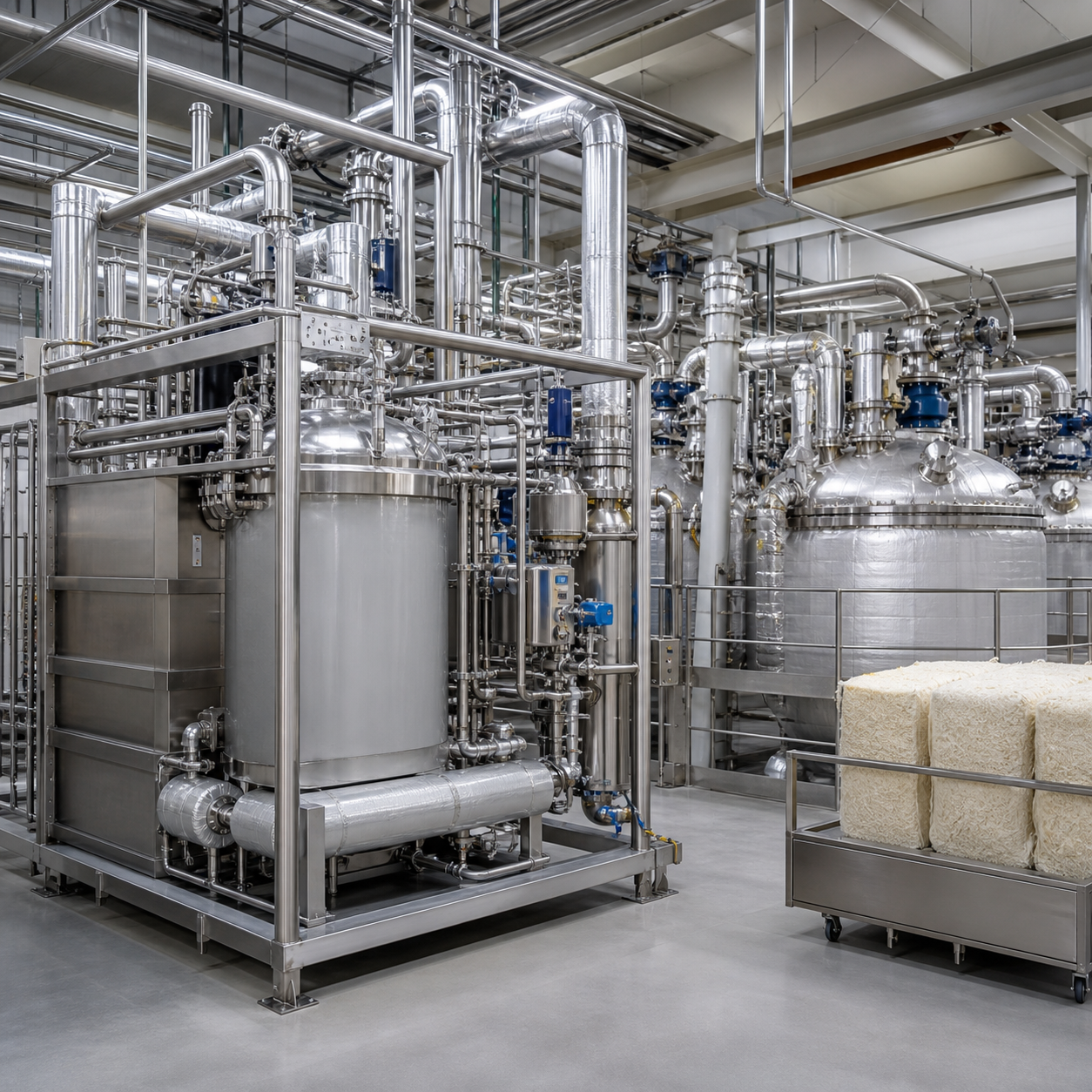 Closed glacial acetic acid feed and recovery system in a cellulose acetate production plant