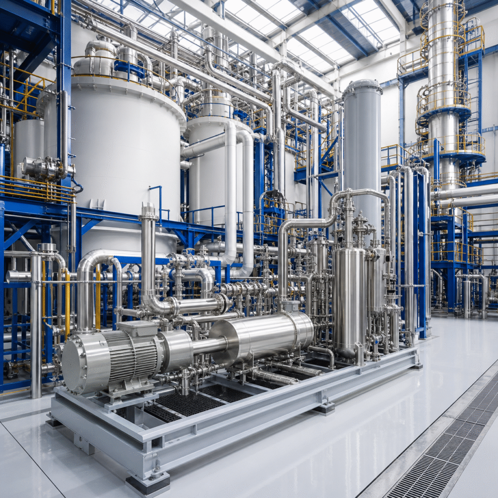 Glacial acetic acid solvent circulation and distillation system at a purified terephthalic acid plant