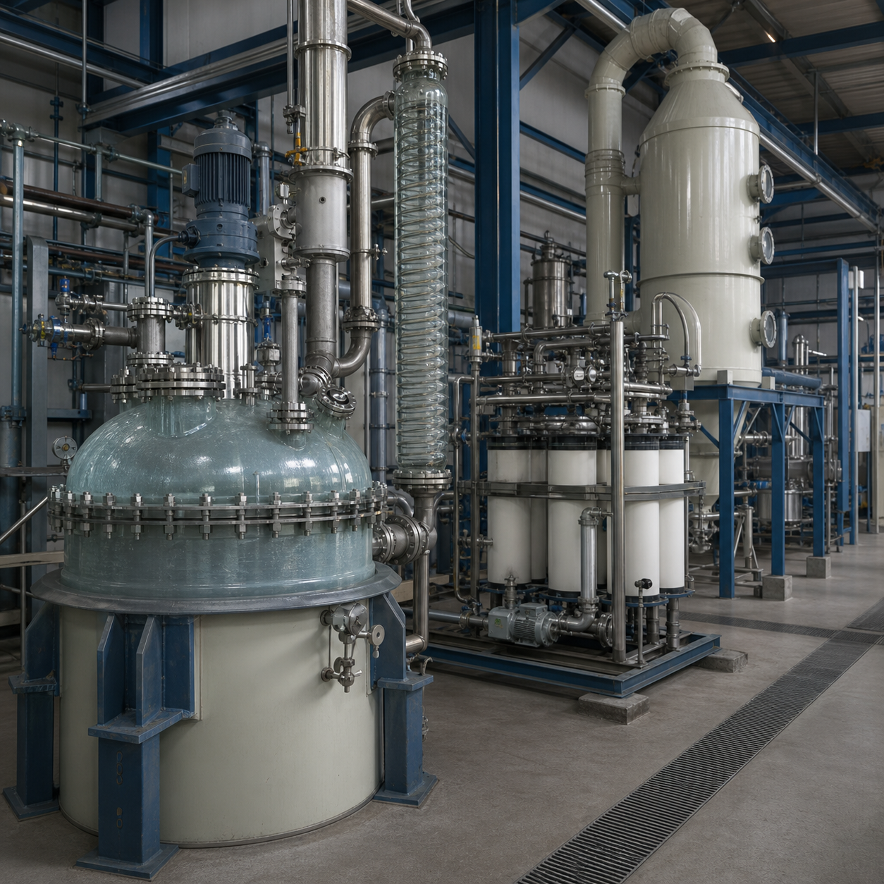 Closed reactor and scrubber system producing purified industrial metal chloride solution