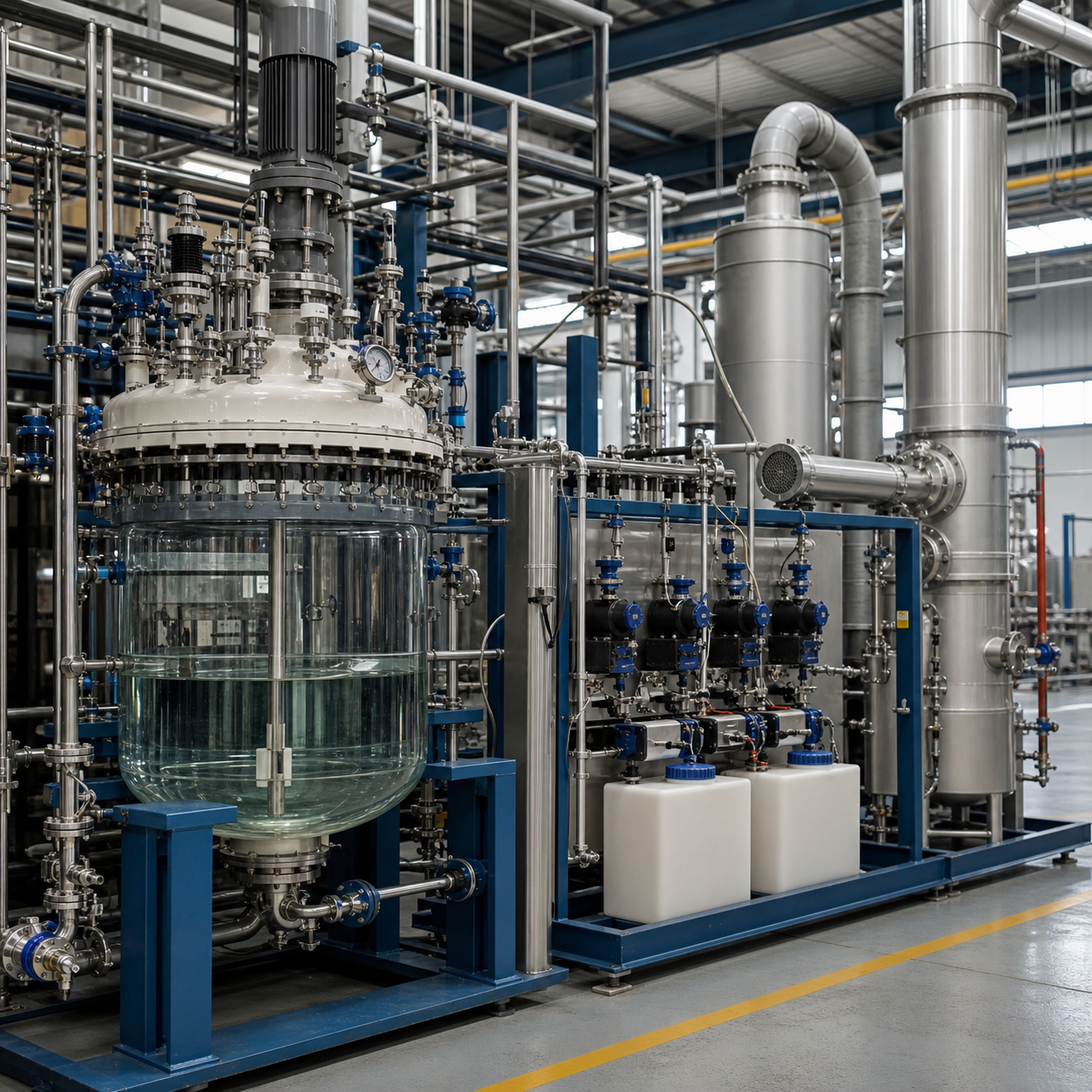 Closed chemical reactor with hydrogen peroxide metering skid and cooling system for industrial oxidation synthesis