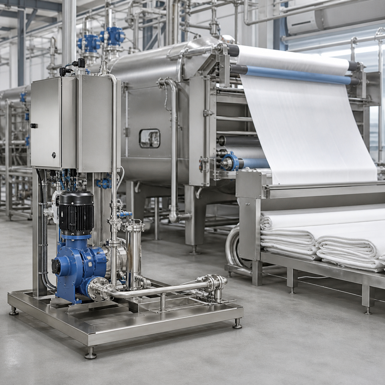 Hydrogen peroxide dosing station connected to enclosed textile bleaching vessels and fabric line