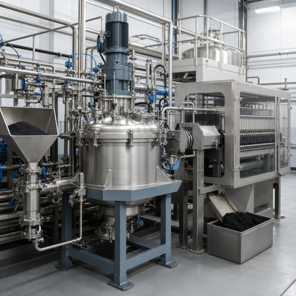 Closed oxalic acid reactor and filtration system processing lithium battery black mass