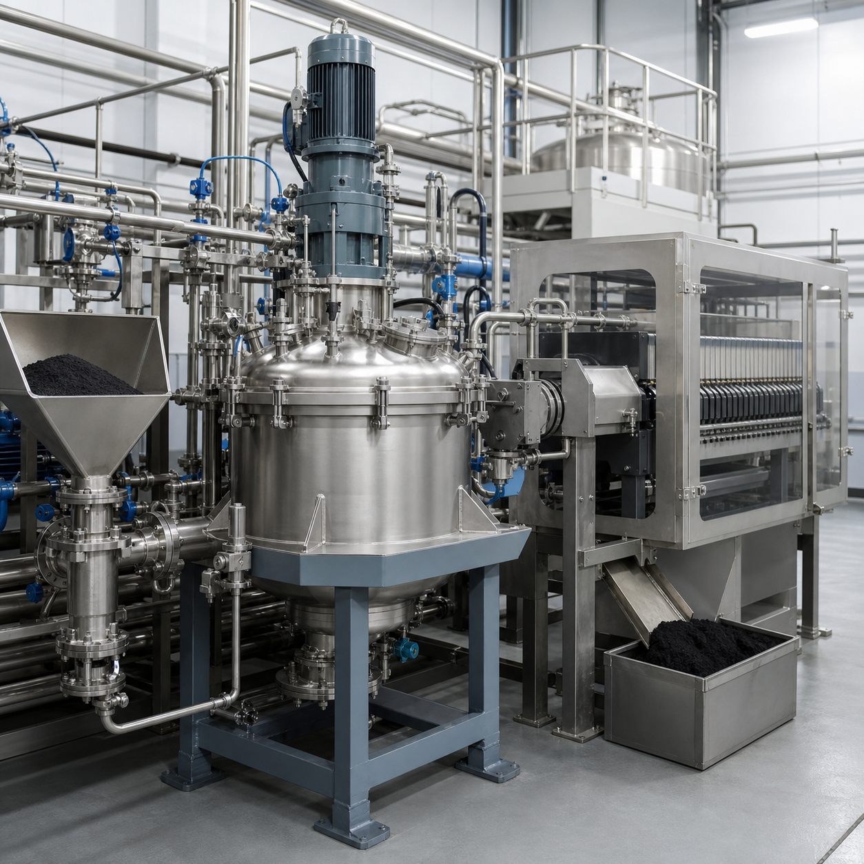 Closed oxalic acid reactor and filtration system processing lithium battery black mass