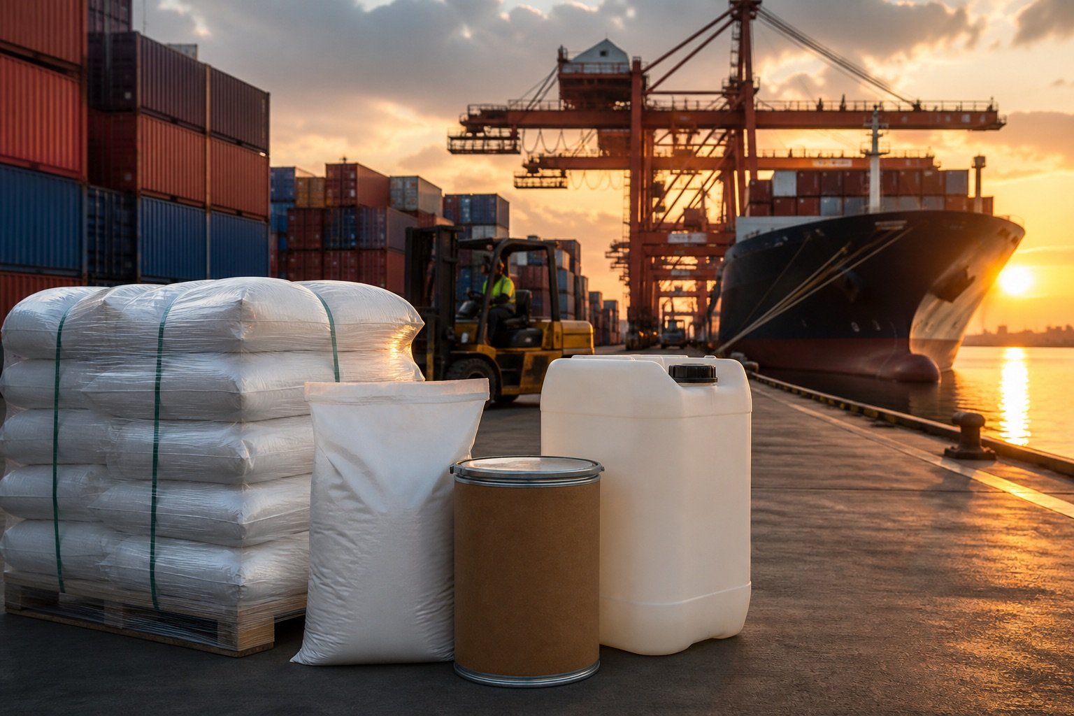 Oxalic acid supplier packaging and export logistics at a port