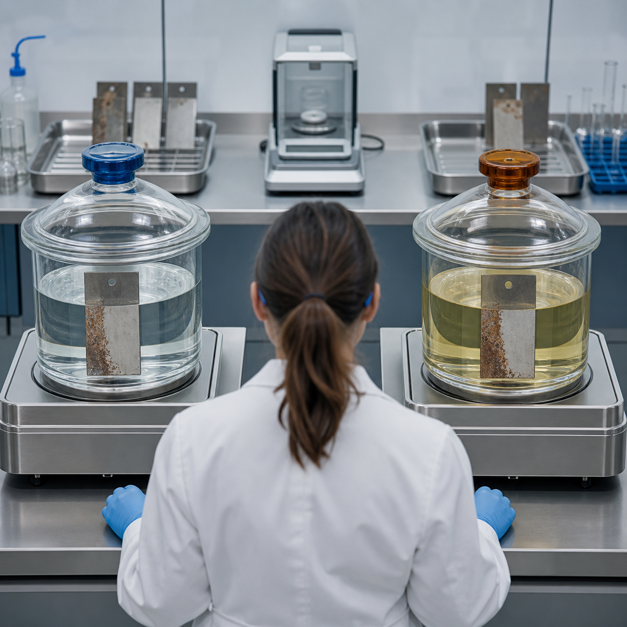 Industrial laboratory comparison of oxalic acid and citric acid cleaning baths with metal test coupons
