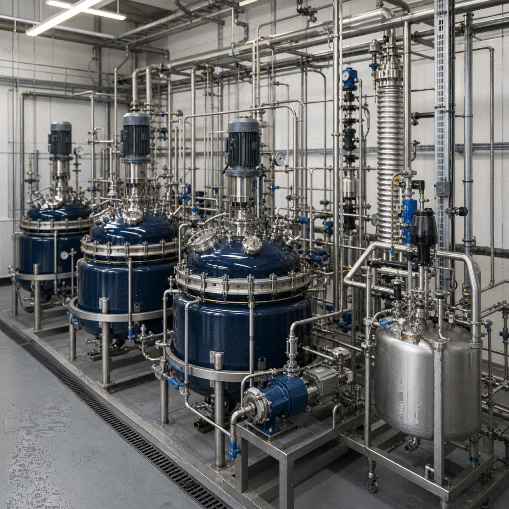 Closed glass lined reactor train with phosphorous acid metering equipment for organophosphorus synthesis