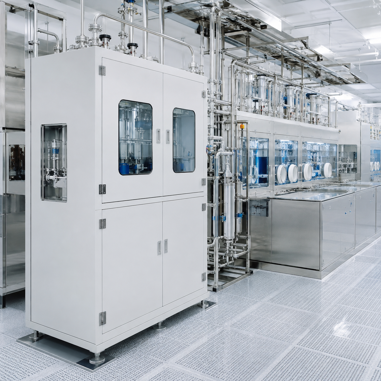 Closed high purity chemical delivery cabinet in a semiconductor wet processing facility