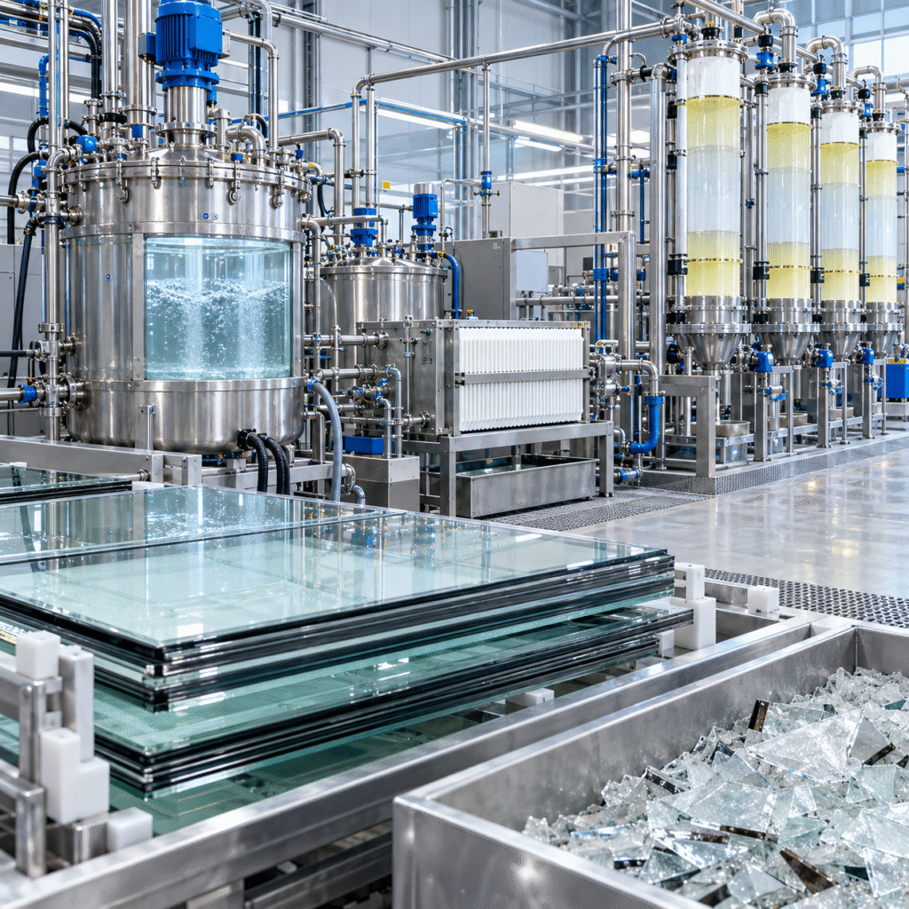 LCD glass indium recovery pilot with closed hydrochloric acid leaching and separation equipment