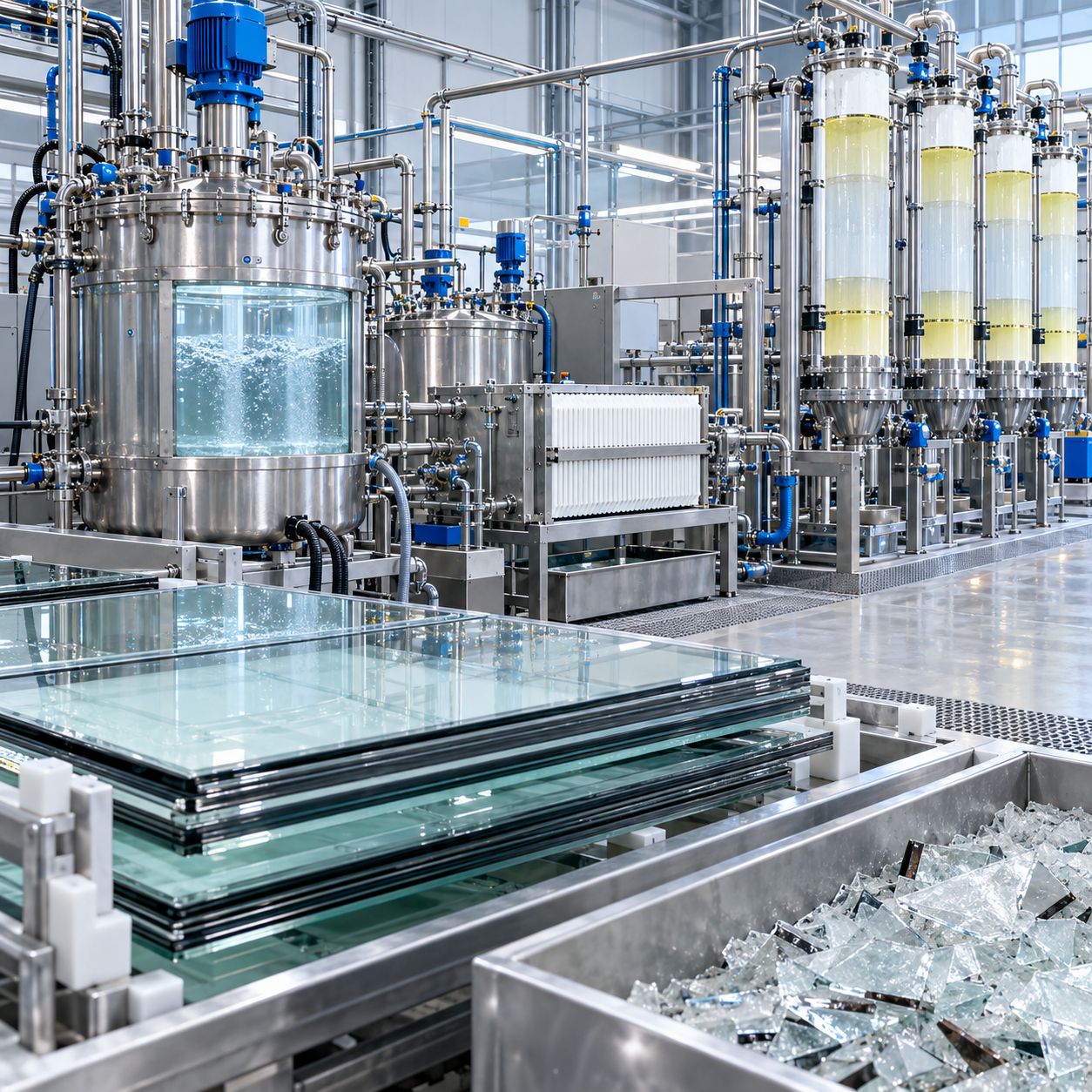 LCD glass indium recovery pilot with closed hydrochloric acid leaching and separation equipment
