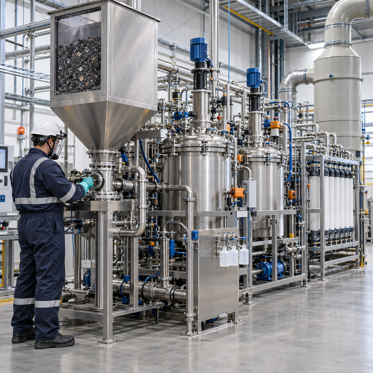 Closed hydrochloric acid hydrometallurgy pilot for lithium-ion battery recycling