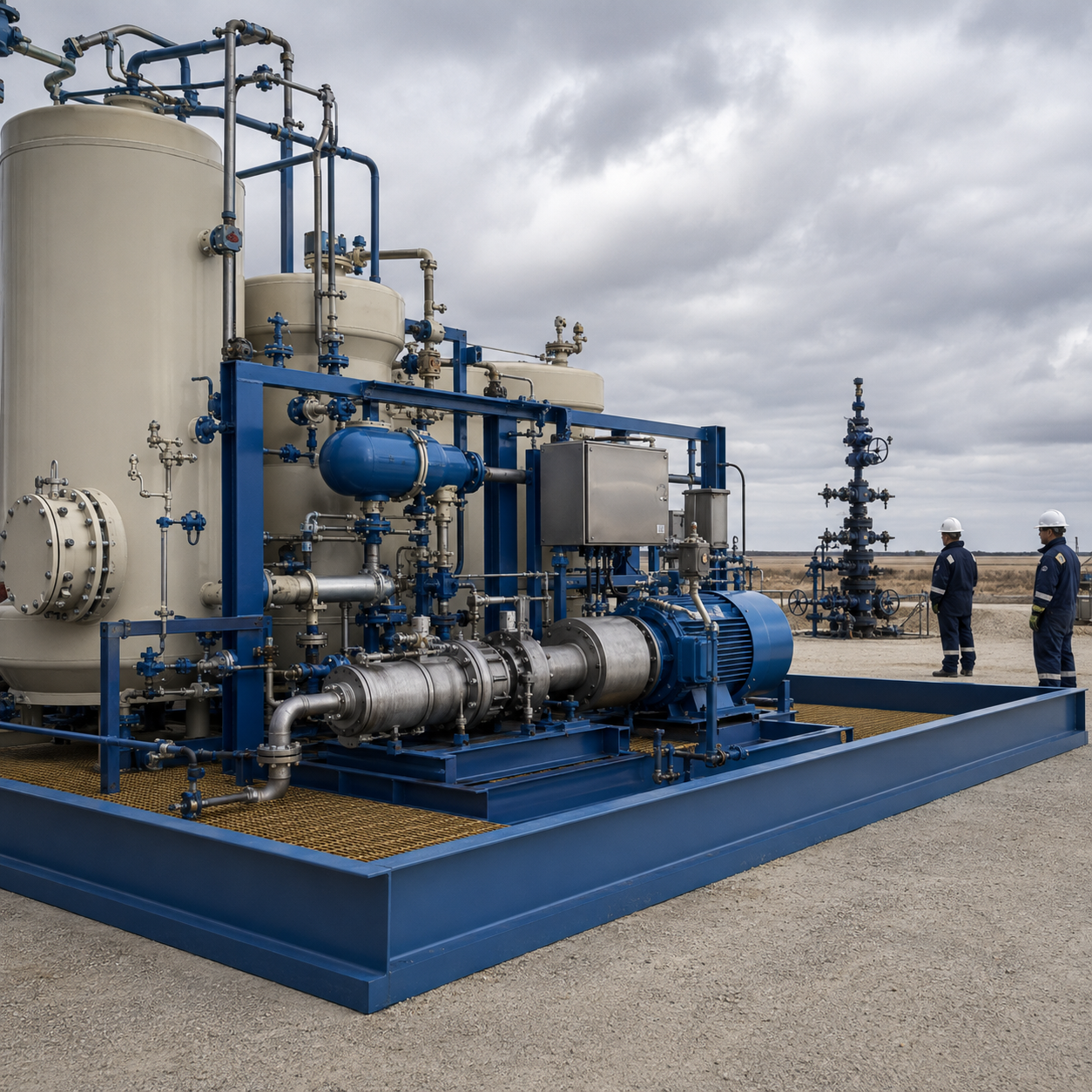 Closed hydrochloric acid blending and pumping equipment at an oilfield wellsite