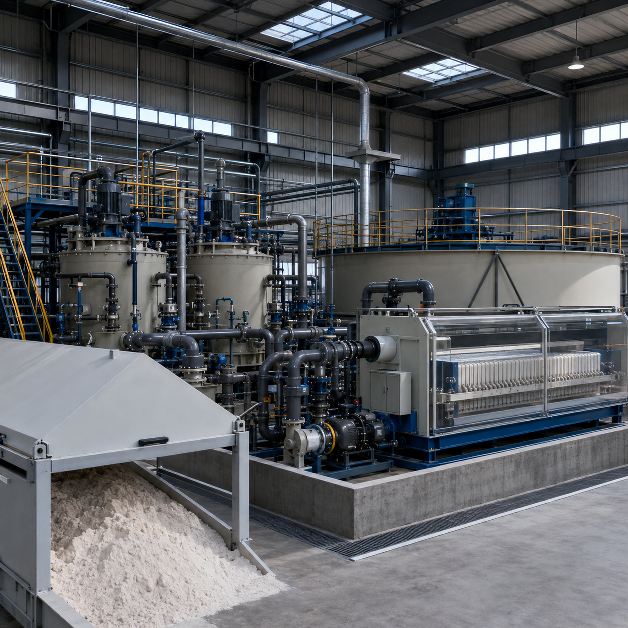 Closed hydrochloric acid leaching and filtration circuit at a rare earth processing plant