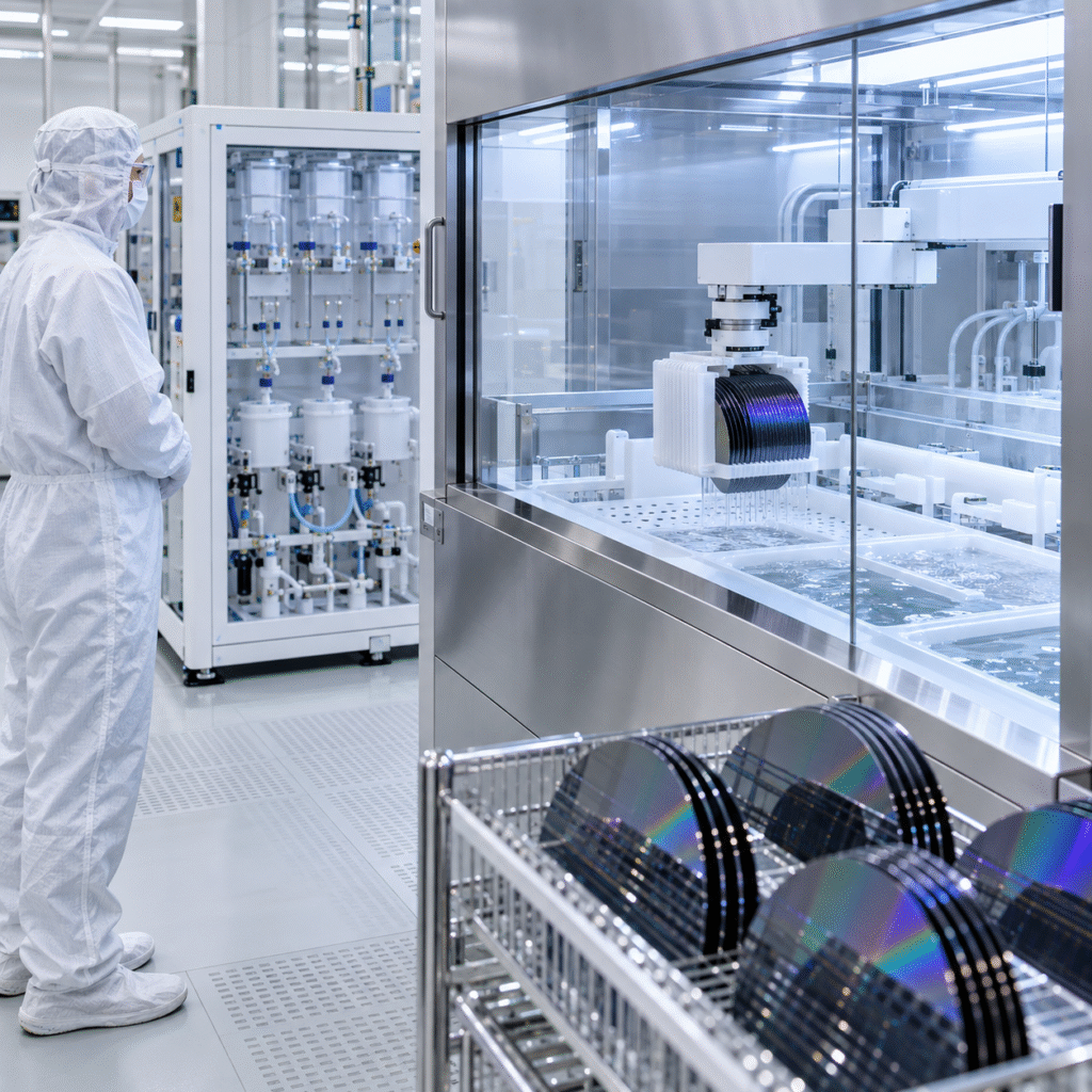 Semiconductor wet bench using high-purity hydrochloric acid for controlled SC-2 wafer cleaning