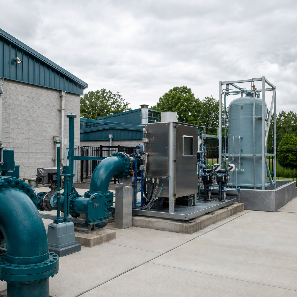 Closed hydrogen peroxide dosing station controlling sulfide in a municipal wastewater force main