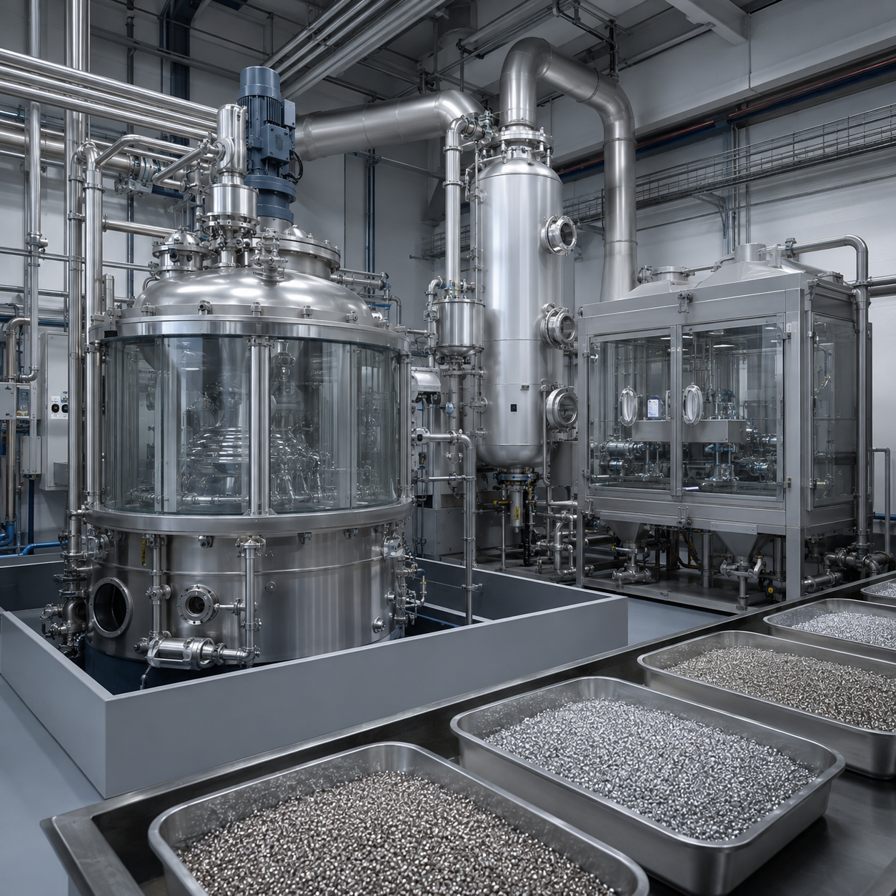 Enclosed nitric acid precious metal refining reactor with scrubber and filtration equipment