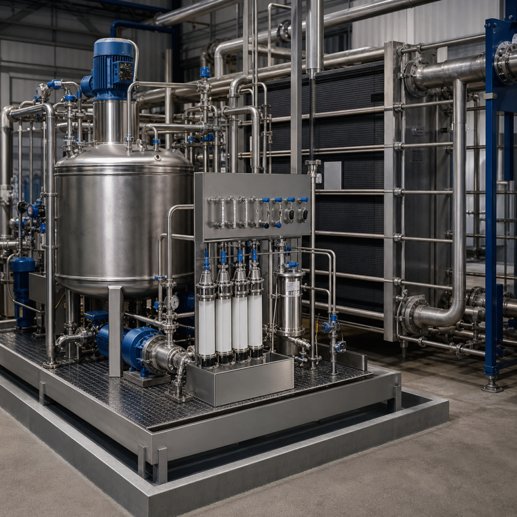 Closed oxalic acid circulation skid decontaminating industrial stainless steel piping