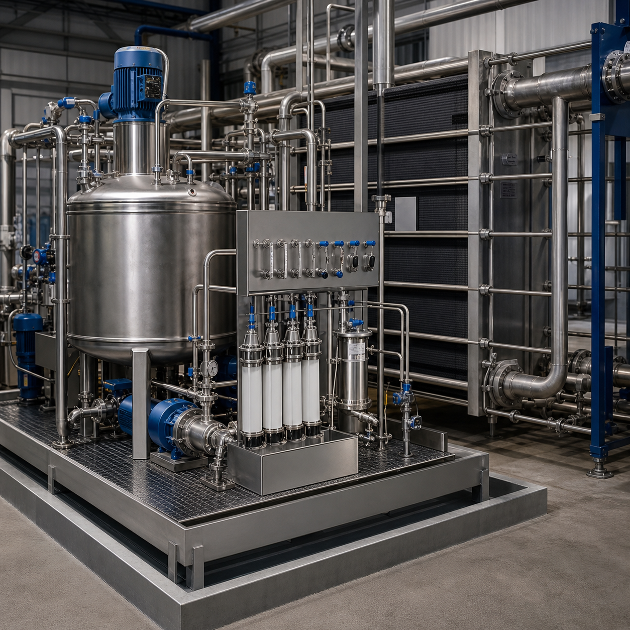 Closed oxalic acid circulation skid decontaminating industrial stainless steel piping