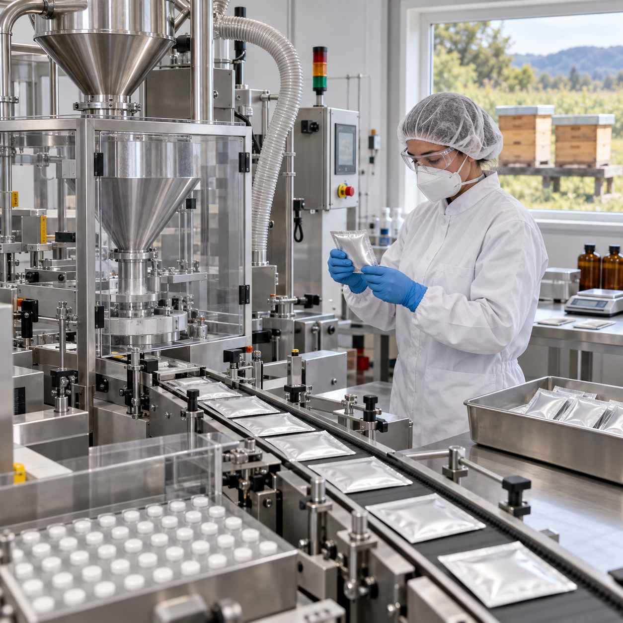Automated manufacturing line for registered oxalic acid Varroa treatment products