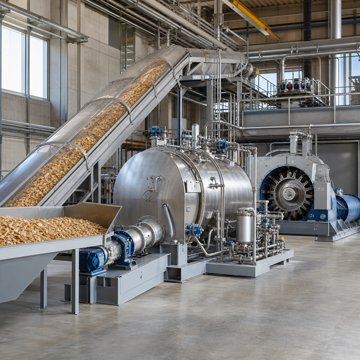 Closed oxalic acid impregnation system pretreating wood chips before thermomechanical pulping