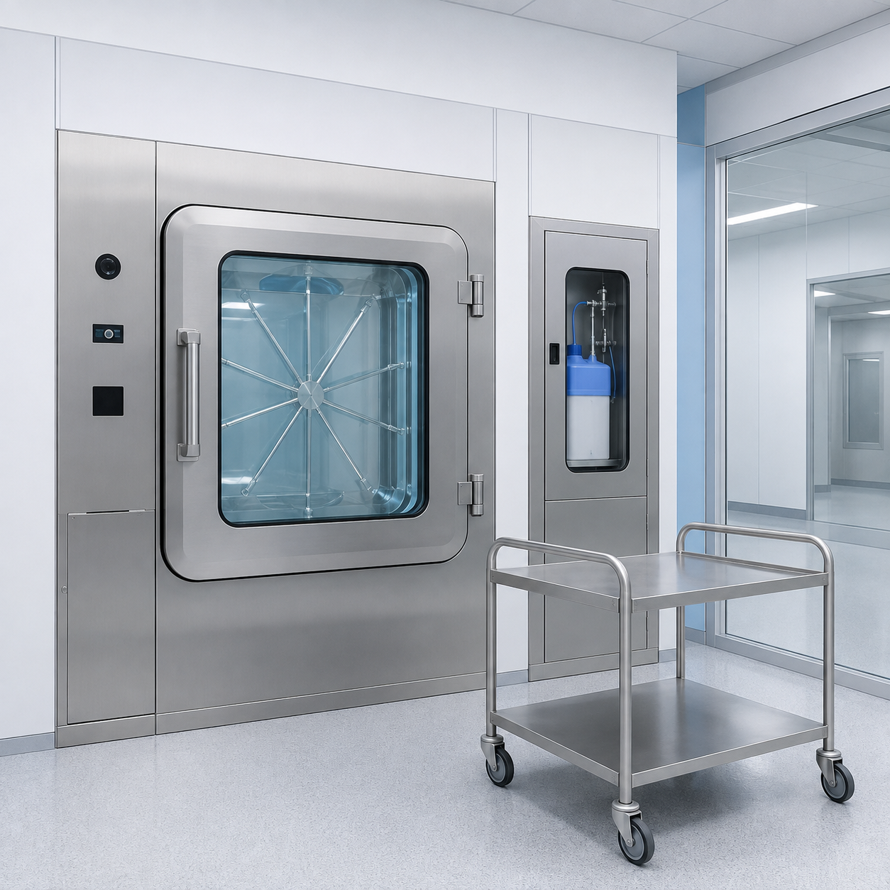 Sealed vaporized hydrogen peroxide sterilization chamber in a medical device facility