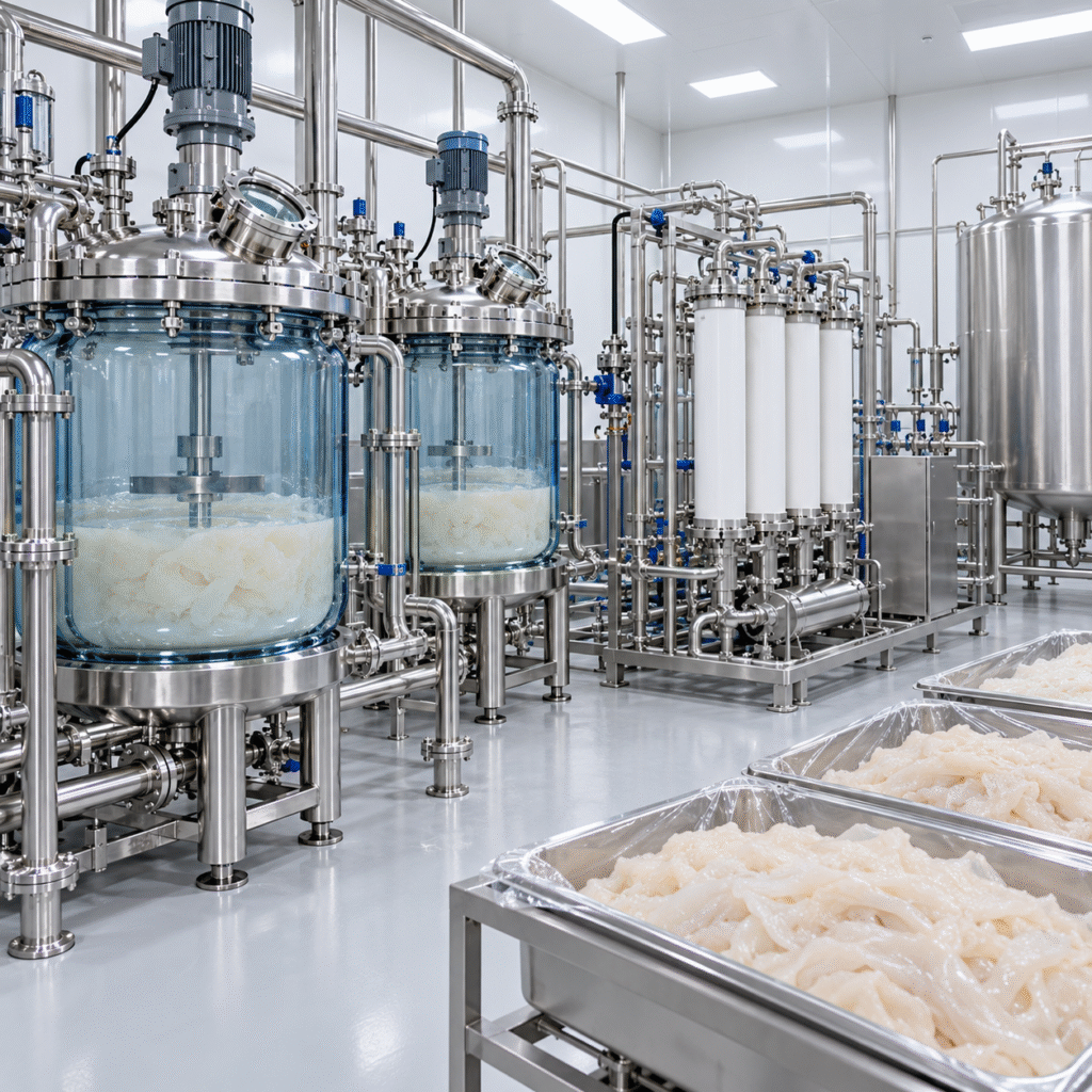 Hygienic closed pilot plant using formic acid pretreatment for collagen peptide production