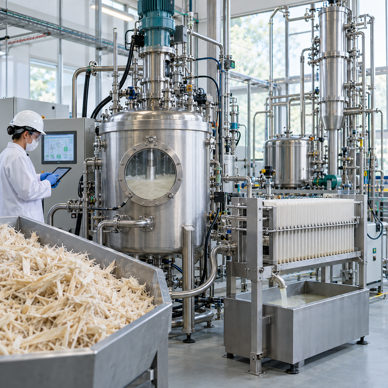 Nanocellulose pilot reactor and filtration line with closed formic acid recovery equipment