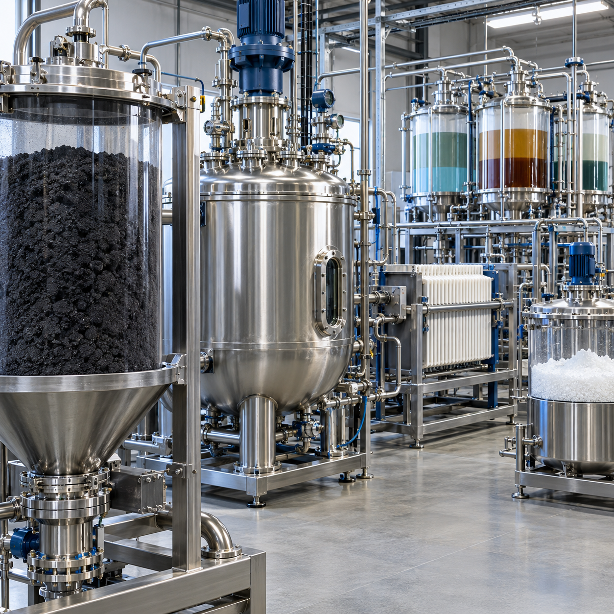 Lithium battery black mass recycling pilot using glacial acetic acid leaching and separation