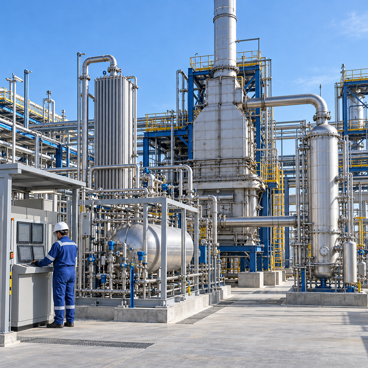 Closed ketene manufacturing unit with glacial acetic acid feed skid tubular reactor and quench equipment