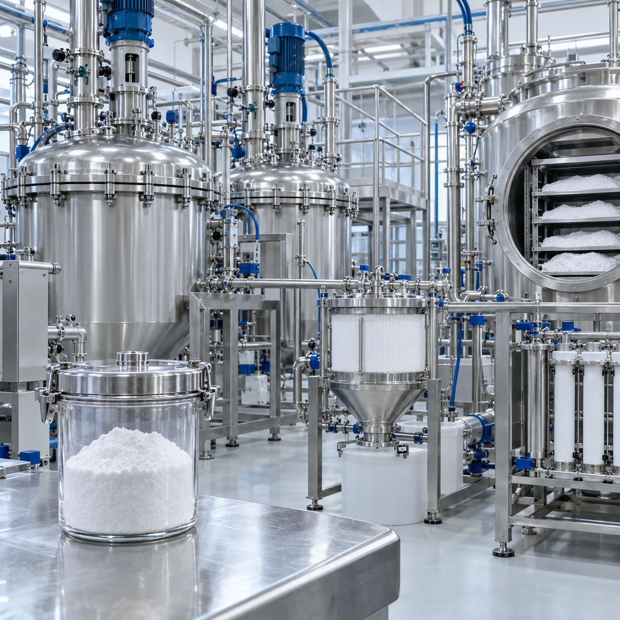 Metal organic framework powder manufacturing pilot using glacial acetic acid as crystallization modulator