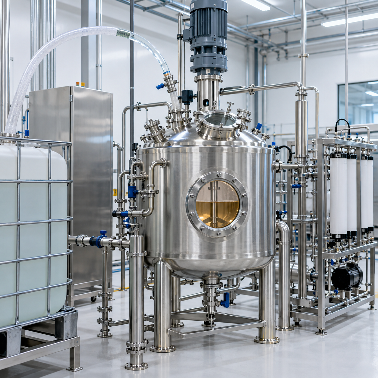 Closed TiO2 sol-gel pilot plant using glacial acetic acid in a controlled titanium precursor system