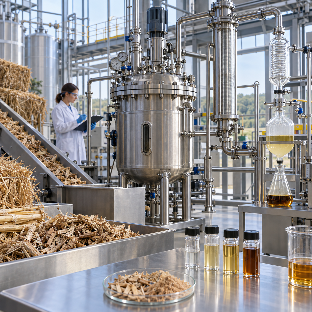 Biomass conversion pilot producing furfural with controlled hydrochloric acid catalysis