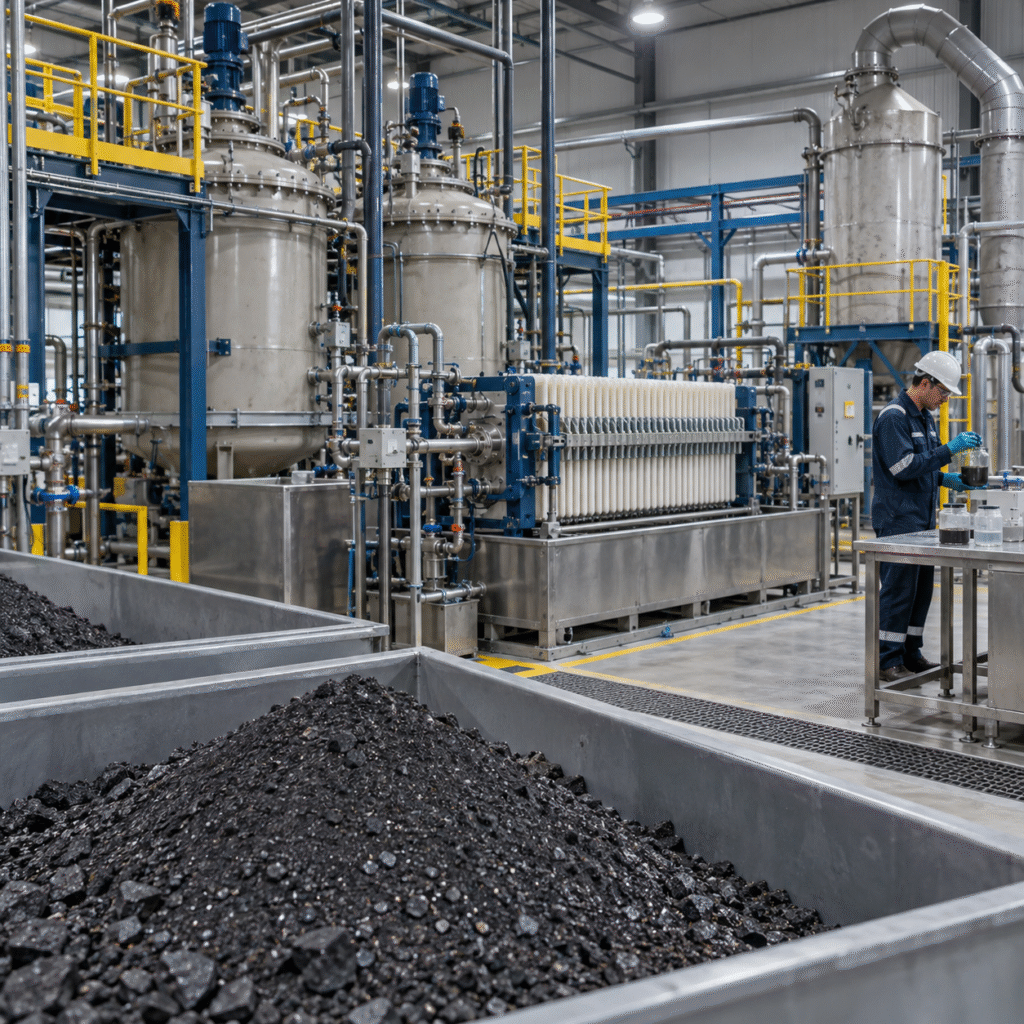 Closed ilmenite upgrading pilot with hydrochloric acid reactors filtration and washing