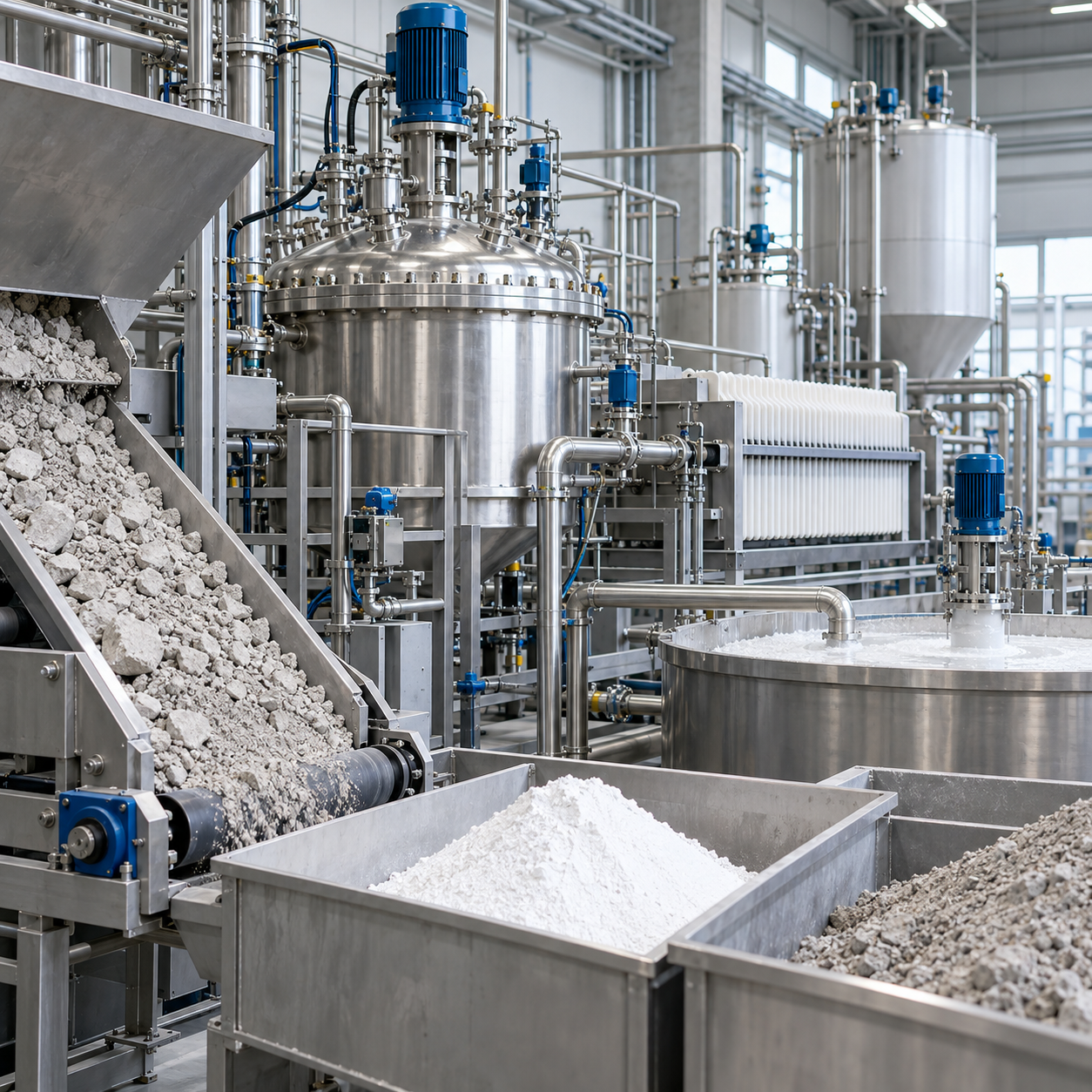 Pilot recovering calcium carbonate and silica from hydrated waste cement with hydrochloric acid