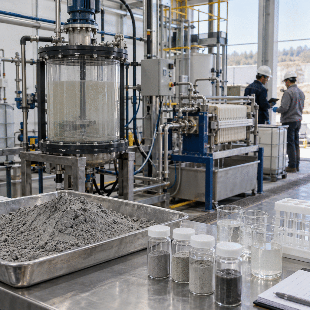 Coal fly ash rare-earth leaching pilot with controlled nitric acid processing
