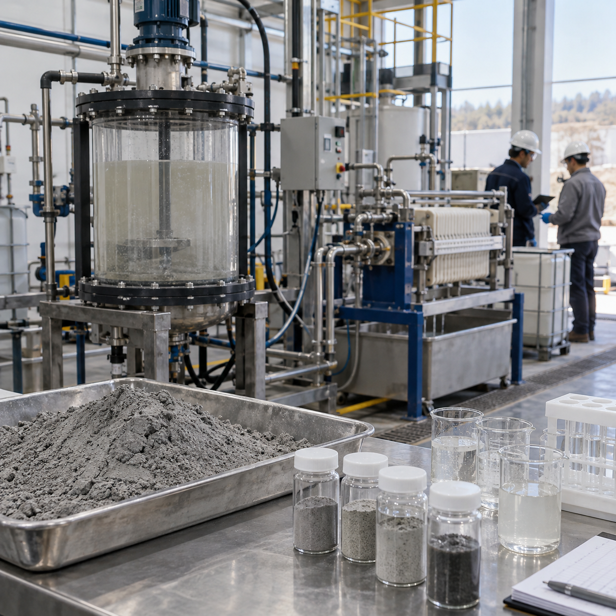 Coal fly ash rare-earth leaching pilot with controlled nitric acid processing
