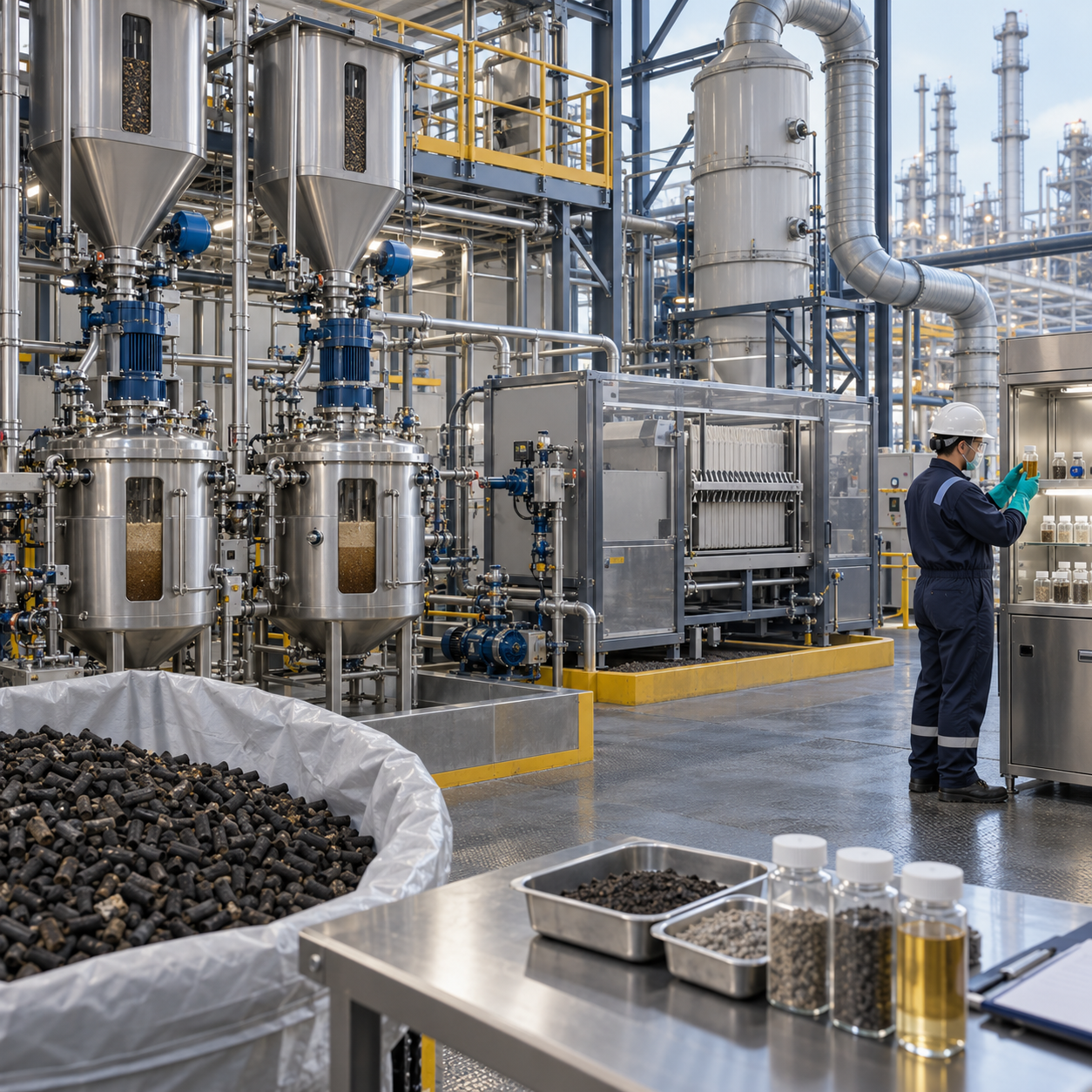 Closed spent hydrodesulfurization catalyst recovery pilot with nitric acid reactors and filtration